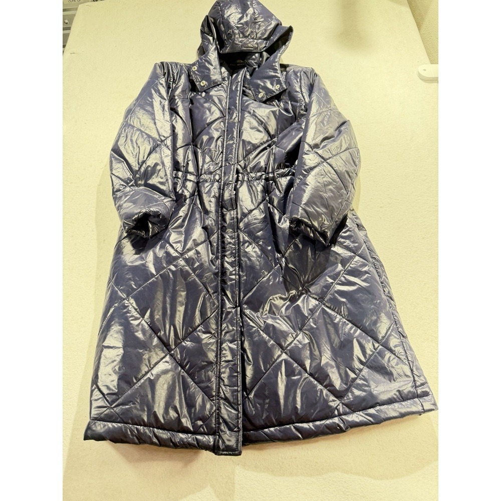 LANE BRYANT MARITIME BLUE SNAP FRONT PUFFER HOODED COAT JACKET SIZE 14/16